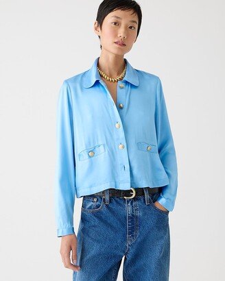 Lady shirt-jacket in luster crepe