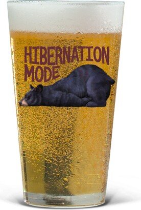 Bear Pint Glass | Hibernation Sleepy Winter Funny Black Printed Dishwasher Safe Christmas |16 Oz