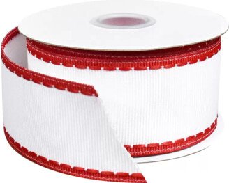 Ribbon Grosgrain Wired White/Red Edge