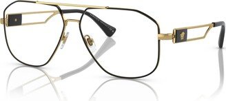 Men's Pilot Eyeglasses, VE1287 59 - Black, Gold-Tone