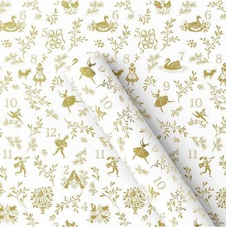 25 sq ft Metallic 12 Days of Christmas Gift Wrap White/Gold - Wondershop™