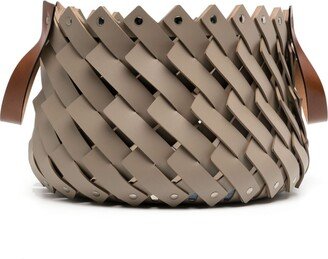 Interwoven Design Leather Basket