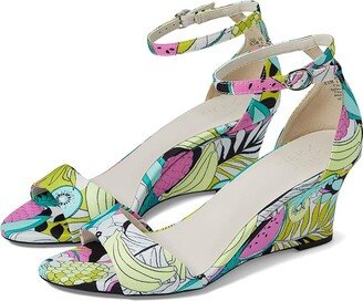 Vera-Wedge (Pink Floral Fabric) Women's Shoes