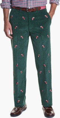 Castaway Clothing Hunter Green Candy Cane Embroidered Corduroy Pants (34 Inseam)