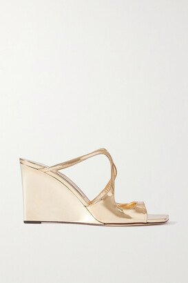 Anise 85 Mirrored Leather Wedge Mules - Gold