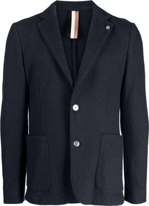 Single-Breasted Waffle-Effect Blazer