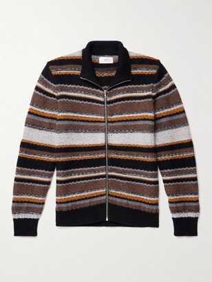 Striped Virgin Wool and Alpaca-Blend Jacquard Zip-Up Cardigan