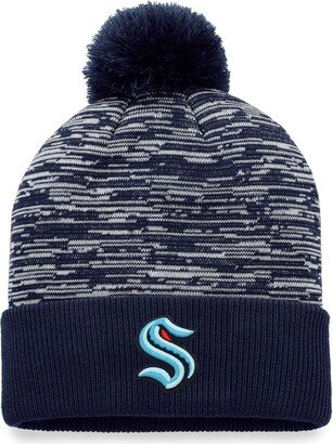 Men's Branded Navy Seattle Kraken Defender Cuffed Knit Hat with Pom