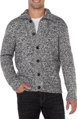 Marled Spread Collar Cardigan-AA