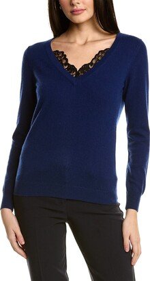 Sofiacashmere Lace Trim Cashmere Sweater