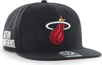 Men's Black Miami Heat Sure Shot Captain Snapback Hat