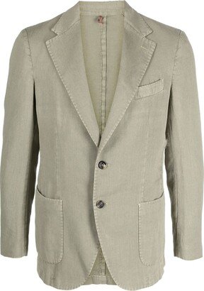 Notched-Collar Single-Breasted Blazer-AB