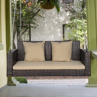 49 Rattan Porch Swing Chair with Cushions
