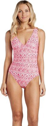 Olivia One-Piece (Island Batik/Watermelon Pink Print) Women's Swimsuits One Piece