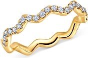 18K Yellow Gold Diamond Wavy Stackable Band