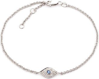 Diamond Select Cuts Silver 0.03 Ct. Tw. Diamond & Sapphire Eye Bracelet