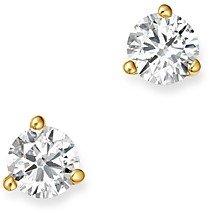 Certified Diamond Stud Earrings in 18K Yellow Gold Martini Setting, 0.33 ct. t.w. - 100% Exclusive