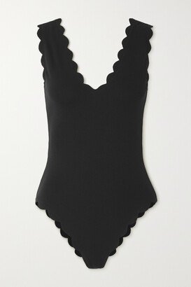 Charleston Scalloped Seersucker Swimsuit - Black