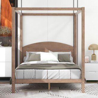 Calnod Queen Size Canopy Platform Bed with Headboard and Support Legs