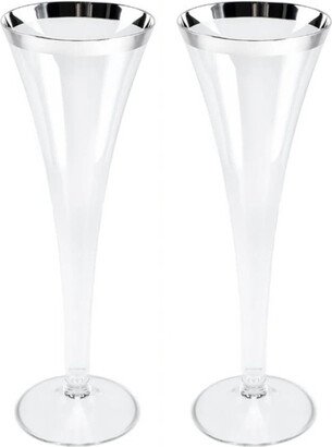 Eliská Pair Of Champagne Flutes With Silver Rim