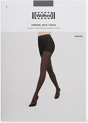 Womens Black Control Dot-pattern High-rise Stretch-woven Tights