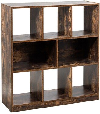 Open Compartments Industrial Freestanding Bookshelf-Brown - 34