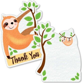 Big Dot Of Happiness Let's Hang - Sloth - Party Shaped Thank You Cards with Envelopes - 12 Ct