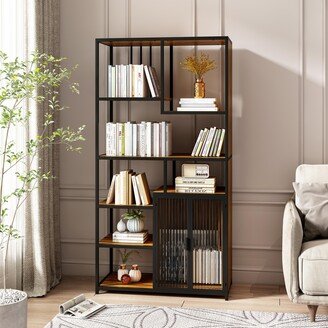 HwoamneT Bookshelf, Right Side with Enclosed Storage Cabinet - 34.45