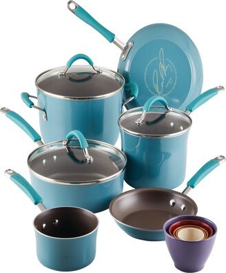 Cucina Porcelain Enamel 14 Piece Nonstick Cookware and Measuring Cup Set