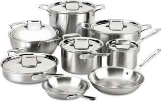 D5 Brushed Stainless Steel 14-Pc. Cookware Set