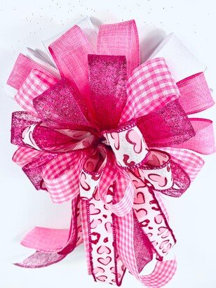 Pink & Fushia Valentine's Day Bow For Mailbox, Farmhouse Lantern Swag, Bow Porch Post, Wreath