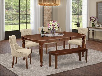 7 Pc Dining set with a Kitchen Table and 6 Wood Seat Kitchen Chairs in Oak Finish-AD