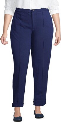 Plus Size Starfish High Rise Pintuck Straight Leg Elastic Waist Pull On Ankle Pants