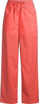 Drawstring Cotton Wide Crop Pants