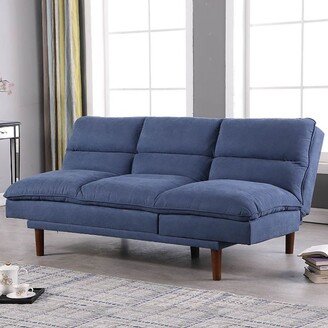 DAVEE FURNITURE Modern Armless Fabric Blue Sofa Bed Adjustable Folding Sofa - 37.01*76.38*41.73 inches