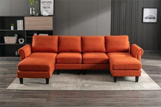 Calnod L-Shape Convertible Sectional Sofa Accent Sofa Living Room Sofa with Ottoman-AK