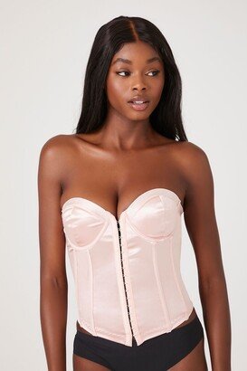 Women's Satin Lingerie Corset in Blush Large