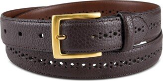 Men's Casual Brogue Belt, Created for Macy's