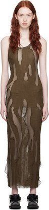 Brown Frayed Maxi Dress