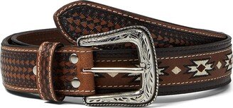 Southwestern w/ Embossed Tabs (Brown) Men's Belts