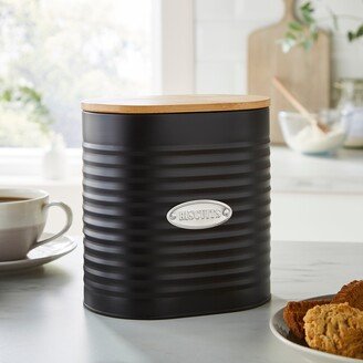 Dunelm Metal Biscuit Canister with Badge Black Black