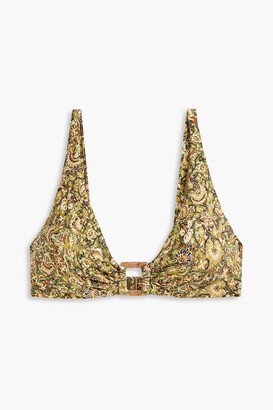 Floral-print triangle bikini top-AA