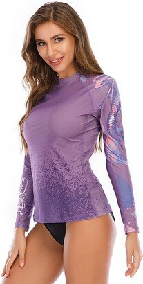 HUGE SPORTS Rash Guard for Women Rash Guard Long Sleeve Swimwear Shirts Quick Drying Swimsuit