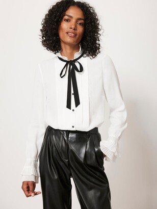 Ruffle Tie Neck Blouse-AA