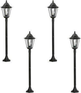 Loops 4 PACK IP44 Outdoor Bollard Light Black & Silver Lantern 1200mm Post 6