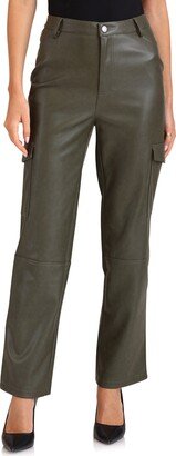 Faux Leather Cargo Pants-AF