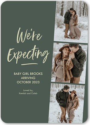 Birth Announcements: Expecting Filmstrip Pregnancy Announcement, Green, 5X7, Matte, Signature Smooth Cardstock, Rounded