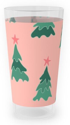 Outdoor Pint Glasses: Modern Christmas Trees Outdoor Pint Glass, Pink