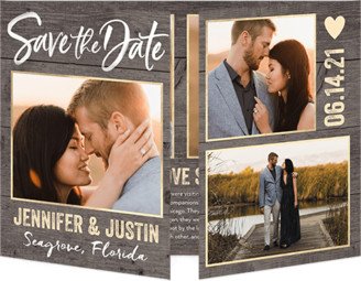 Save The Date Cards: Sweetly Saved Save The Date, Grey, Gate Fold, Matte, Folded Smooth Cardstock, Square