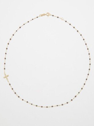 Cross Diamond, Resin & 18kt Gold Necklace